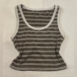 Striped Brown and White Cropped Tank Top